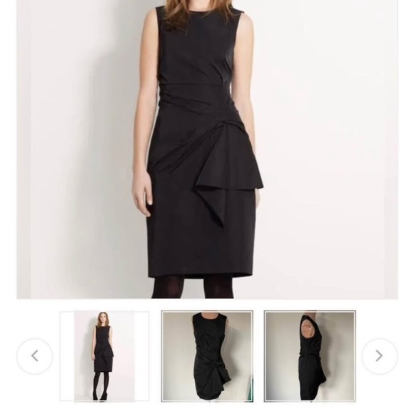 Lida Baday Gathered Black Taffeta Silk Blend Sleeveless Radzimir Dress sz 2 - Picture 6 of 6